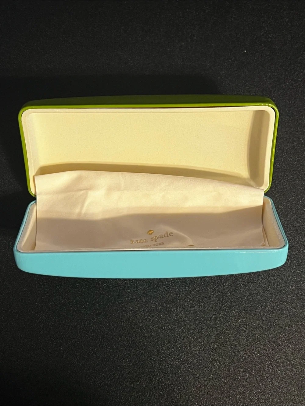 NEW Kate Spade Lime Green and Light Blue Hard Sunglasses Case